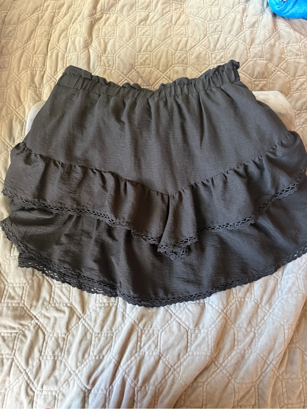 Black Tiered Ruffle Mini Skirt